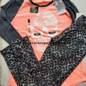 Under Armour Girls Large Leggings w/ Long Sleeve Top Winter Sugar Skull